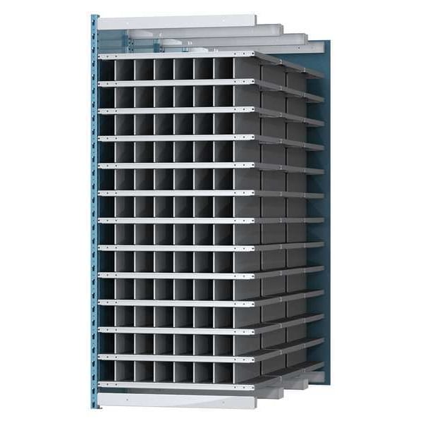 Steel Add-On Pigeonhole Bin Unit, 72 in D x 87 in H x 36 in W, 13 Shelves, Blue/Gray
