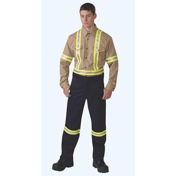 Men's Flame-Resistant Collared Shirt, 8.7 cal/sq cm, L, 12% Nylon, 88% Cotton