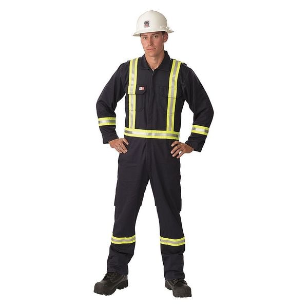 Coverall, 8.7 cal/sq cm ATPV, L, 32 in Inseam, Cotton/Nylon, Snap, Zipper