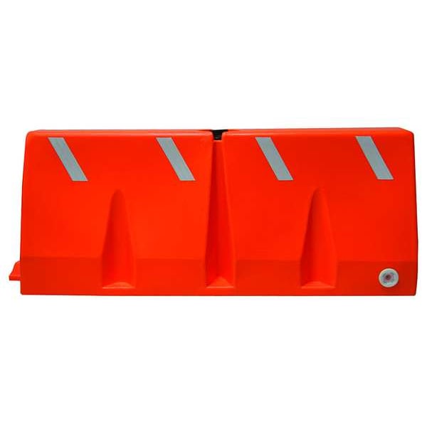 Jersey Barrier Polycade Traffic Barrier, Plastic, 62 1/4 in W x 24 in H, Orange