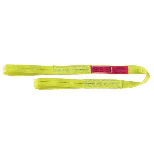 Web Sling, Type 3, 14 ft L, 4 in W, Polyester, Yellow