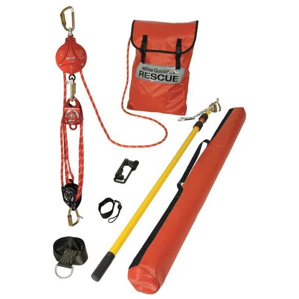 Rescue System, 400 lb, Aluminum, Stainless Steel, For Use With: Full Body Harness