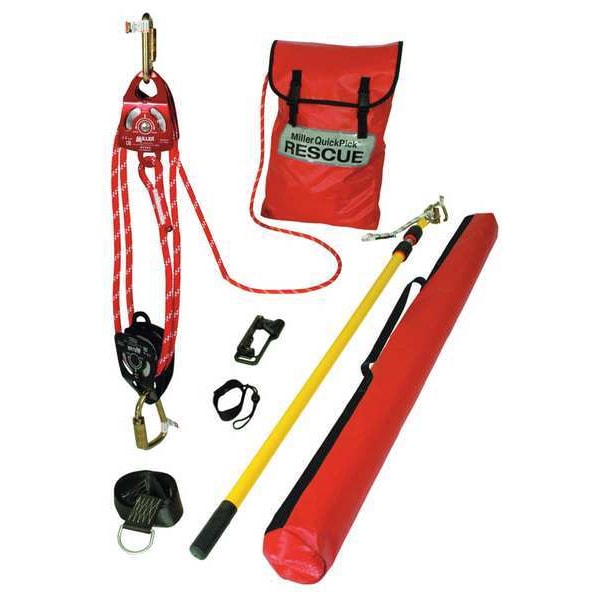 Rescue System, Aluminum, Forged Alloy Steel, Kernmantle Rope, Full Body Harness, 310 lb