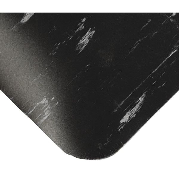 Antifatigue Mat, 10 ft. L x 3 ft. W, 7/8" Thickness, Marble, Black/White