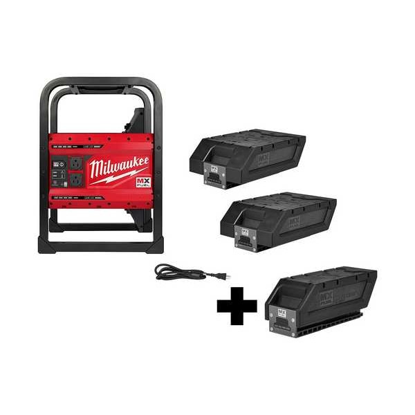 Portable and Inverter Generator, Battery Powered, 1,800 W Rated, 3,600 W Surge, Recoil Start, 15 A