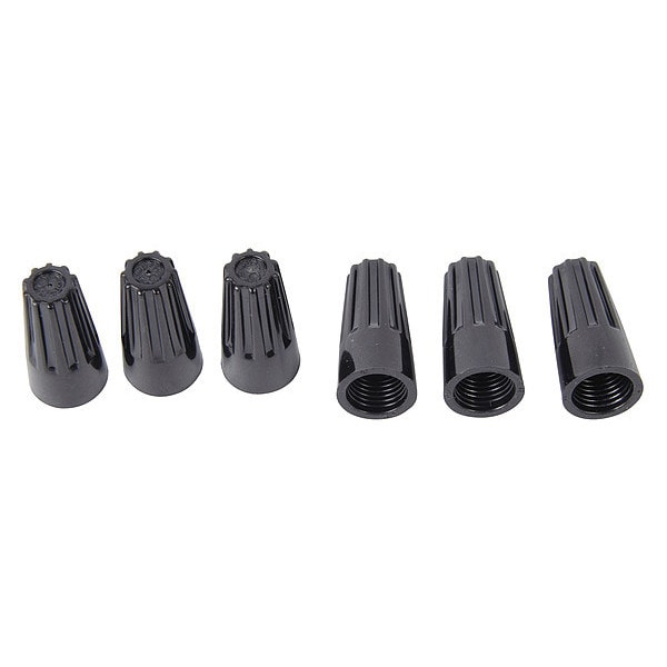 Twist-On Wire Connector, 14 AWG Max, Black, 10000 PK