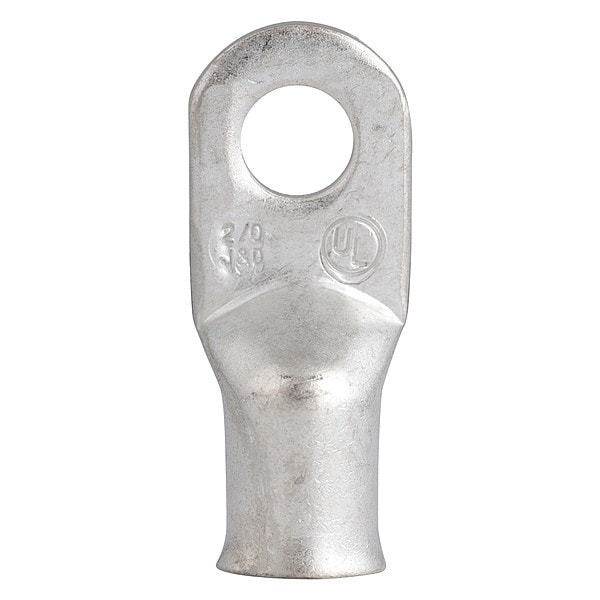 Heavy-Duty Plated Lug, 2/0 AWG Max, Standard Barrel, Copper, None, 2 PK