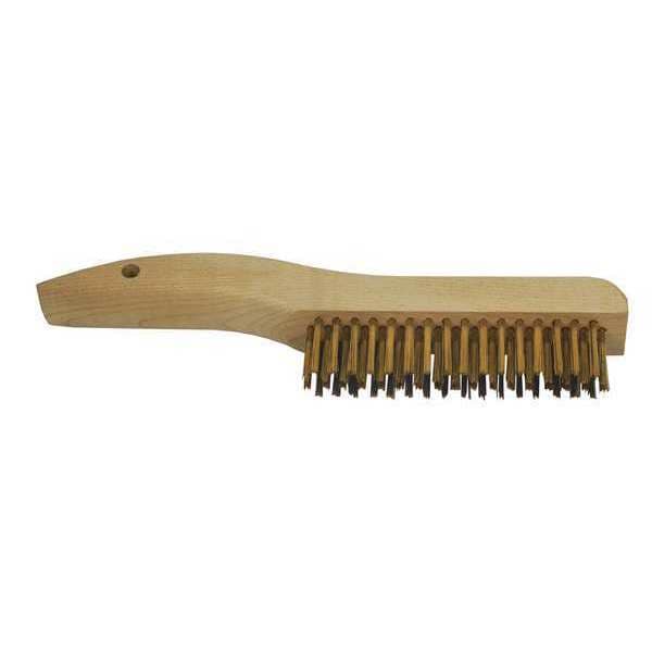 Scratch Brush, 4 in x 16 in Rows, Brass, Brass, Wood