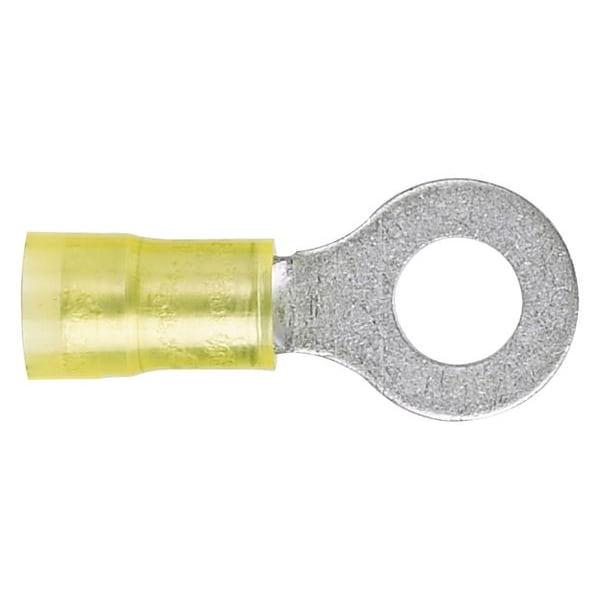 Ring Terminal, #6 Stud Size, 10 AWG, 600 V, Nylon Insulated, Yellow, Crimp Termination Only, 50 PK