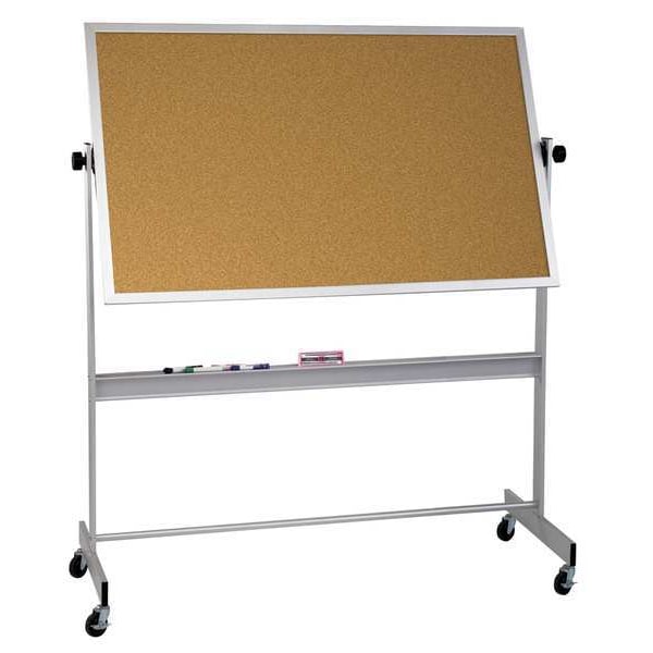 Combination Board, Cork, 48 in, 72 in, Aluminum Frame, White