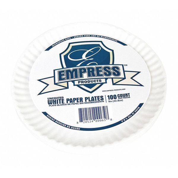 Paper, Plate, Round, 9", White, PK1000