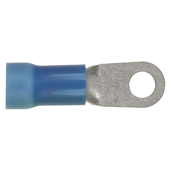 Ring Terminal, #10 Stud Size, 6 AWG, 600 V, Vinyl Insulated, Blue, 10 PK