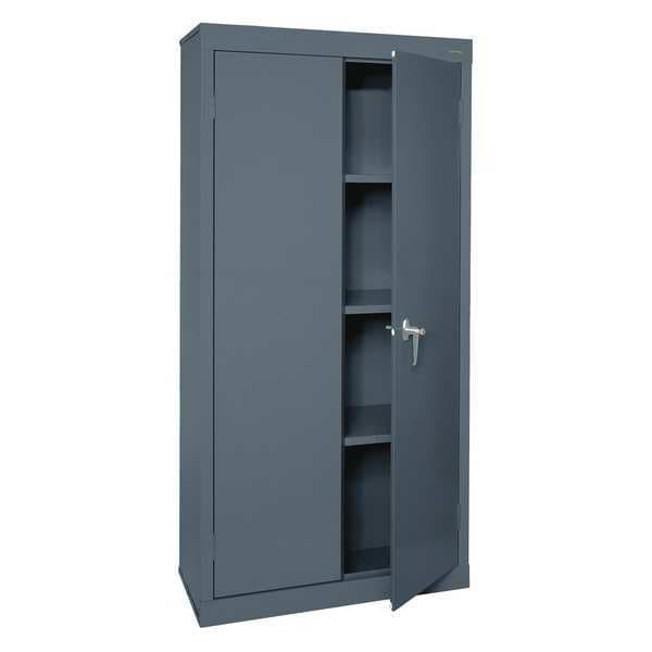 Shelving Storage Cabinet, 72 in H, 30 in W, 18 in D, Swing, Keyed, Dark Gray, 3 Shelves, 0 Drawers