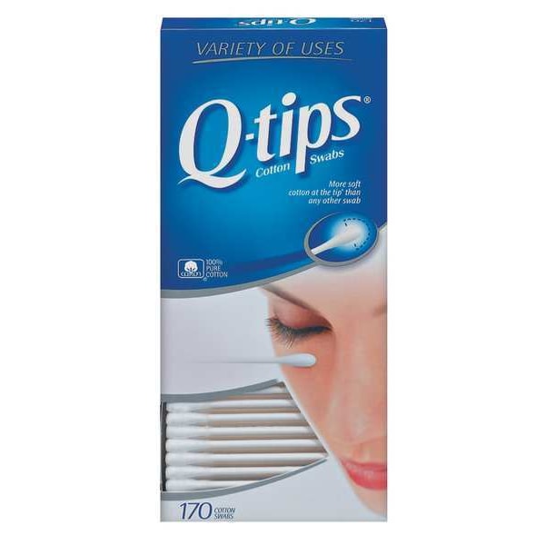 Cotton Tip Swab, Cotton, 3 in L, White, 170 Swabs