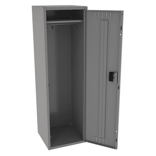 Wardrobe Locker, 18 in W, 18 in D, 60 in H, (1) Tier, (1) Wide, Medium Gray