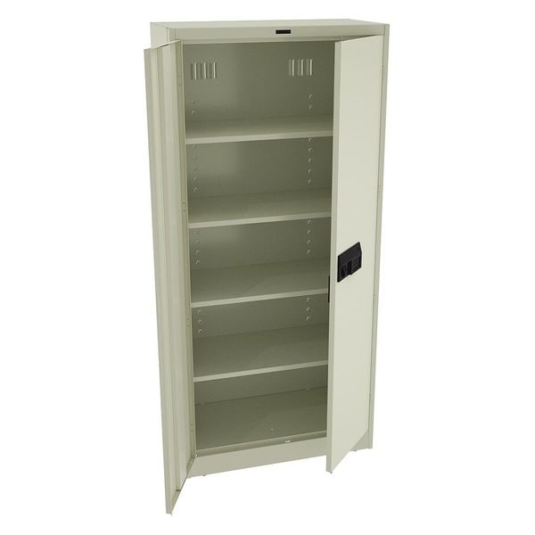 Shelving Storage Cabinet, 78 in H, 36 in W, Pull, Electronic Keypad, Champagne/Putty, 4 Shelves