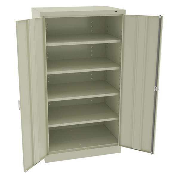Shelving Storage Cabinet, 66 in H, 36 in W, Swing, Keyed, Champagne/Putty, 4 Shelves, 0 Drawers