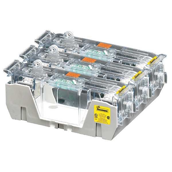 Open Fuse Block, 110 to 200A Amp Range, 250V AC/DC Volt Rating, 3 Poles, Box Lug