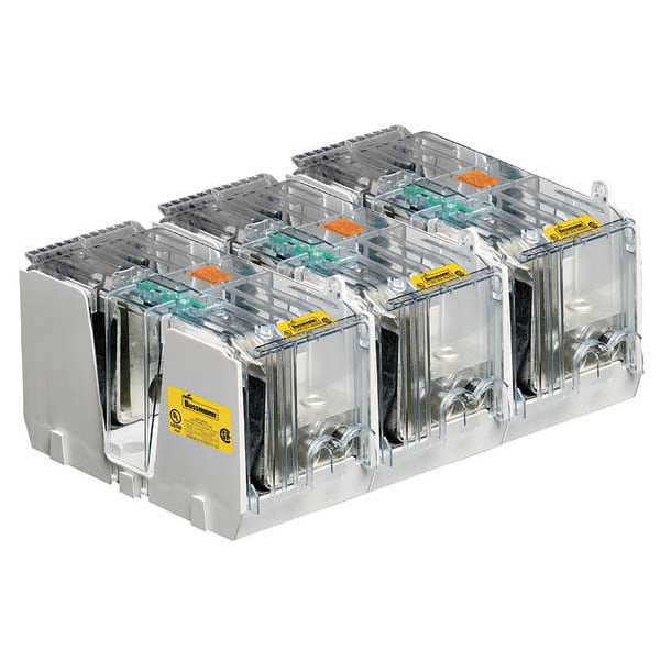 Open Fuse Block, 450 to 600A Amp Range, 600V AC/DC Volt Rating, 3 Poles, Box Lug