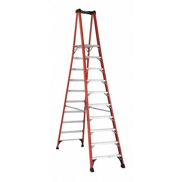 12 ft 0.33 ft Fiberglass Platform Stepladder, 375 lb Capacity