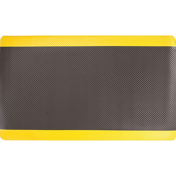 Antifatigue Mat, 2 ft L x 60 ft W, 11/16 in Thickness, Rubberized, Black/Yellow