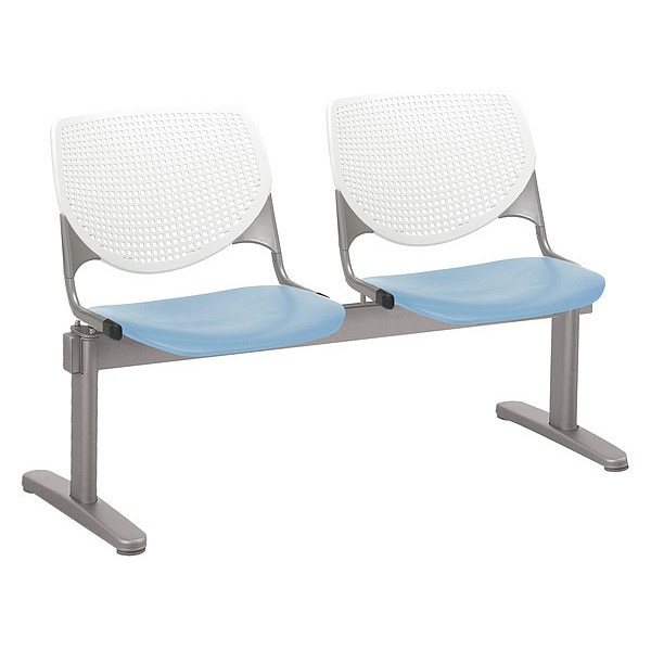 Kool Beam Seat Beam Seating, Blue Back, 47 in W 22 in L 31 in H, Polypropylene Seat