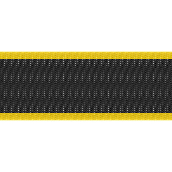 Antifatigue Mat, 2 ft L x 75 ft W, 15/16 in Thickness, Vinyl, Black/Yellow