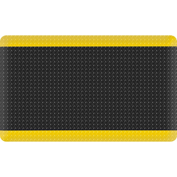 Antifatigue Mat, 3 ft L x 5 ft W, 11/16 in Thickness, Vinyl, Black/Yellow