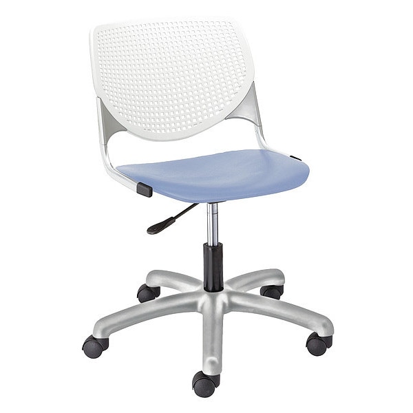 Task Chair, 15-1/2" to 20", White, Periwinkle