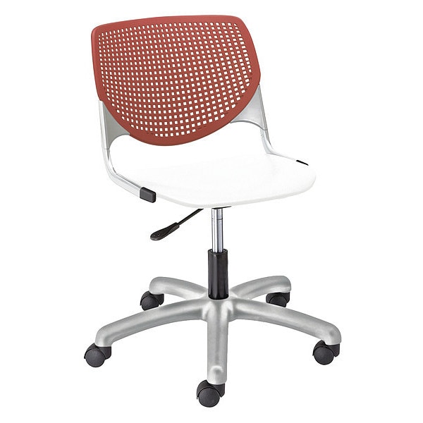 Task Chair, 15-1/2" to 20", Coral, White
