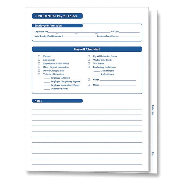 Employee Payroll Folder, Confidentl, PK25