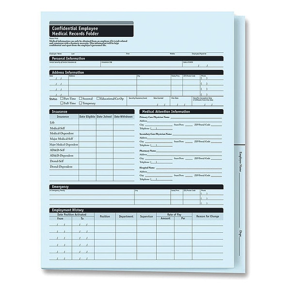 Employee Med Record Folder, Expanded, PK25