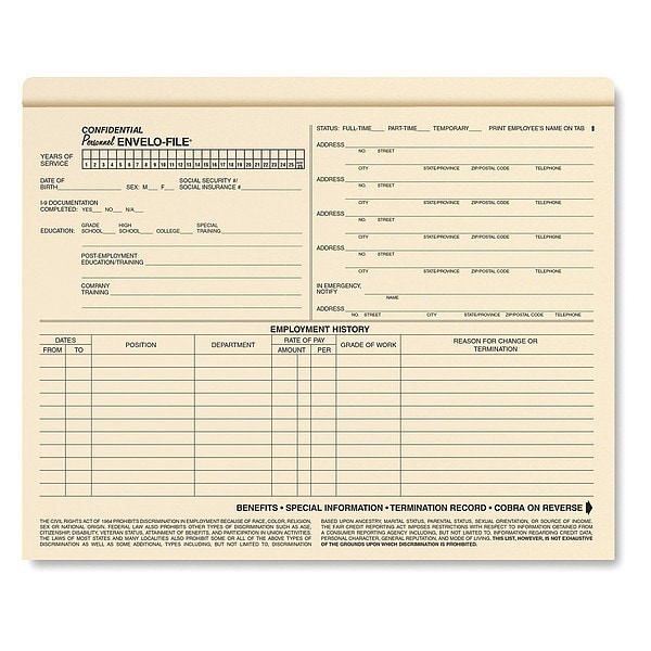 Employee Envelo-File, Standard, PK25