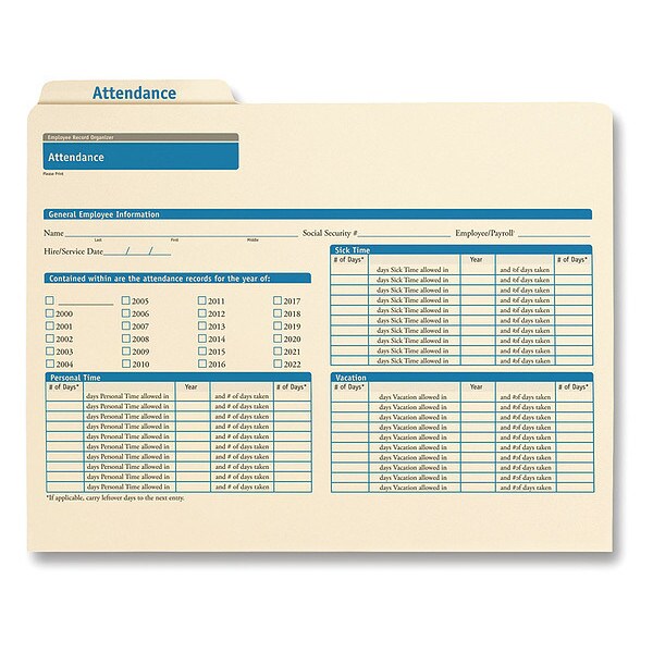 Attendance Folders, PK25
