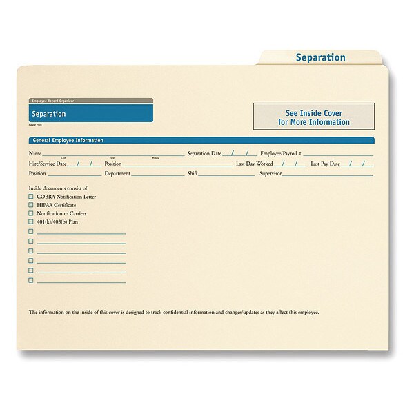 Employee Separation Folder, PK25