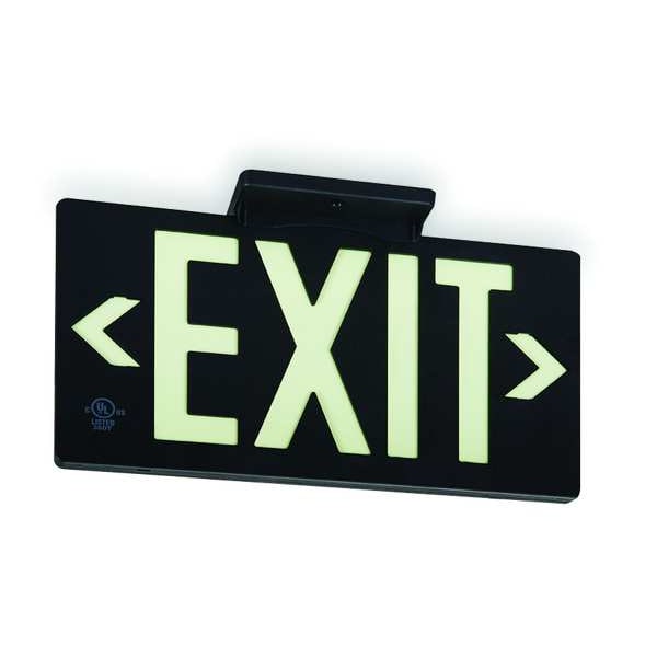Exit Sign, Plastic, 15-3/8" W, 8-3/4" H, Exit (Double Arrows), Black