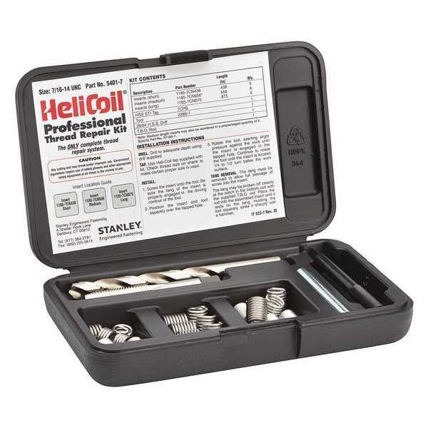 Free-Running Helical Insert Repair Kit, Helical Inserts, 7/16"-14, Plain 18-8 Stainless Steel