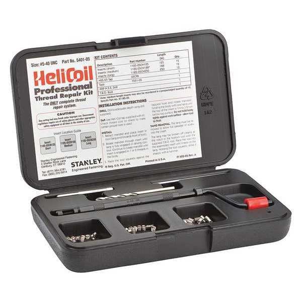 Free-Running Helical Insert Repair Kit, Helical Inserts, #5-40, Plain 18-8 Stainless Steel