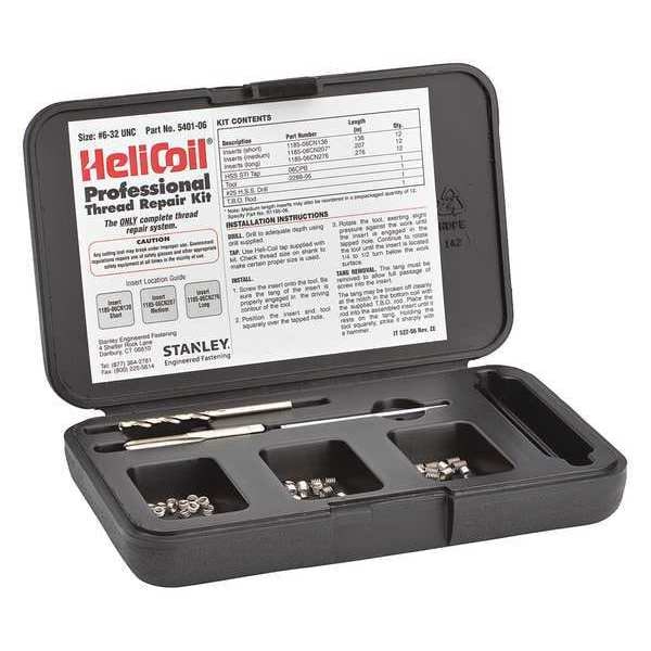 Free-Running Helical Insert Repair Kit, Helical Inserts, #6-32, Plain 18-8 Stainless Steel