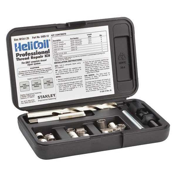 Free-Running Helical Insert Repair Kit, Helical Inserts, M12-1.25, Plain 18-8 Stainless Steel