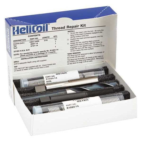 Free-Running Helical Insert Repair Kit, Helical Inserts, M14-2.00, Plain 18-8 Stainless Steel