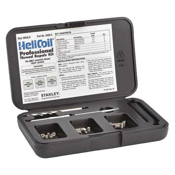 Free-Running Helical Insert Repair Kit, Helical Inserts, M5-0.80, Plain 18-8 Stainless Steel