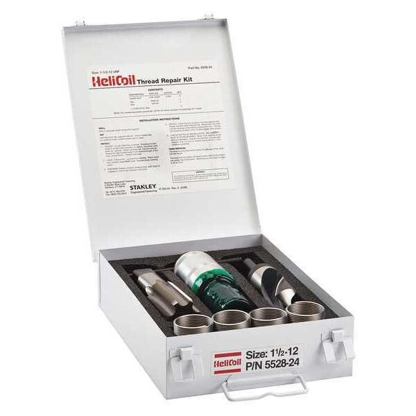 Free-Running Helical Insert Repair Kit, Helical Inserts, 1 1/2"-12, Plain 18-8 Stainless Steel