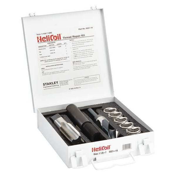 Free-Running Helical Insert Repair Kit, Helical Inserts, 1 1/8"-7, Plain 18-8 Stainless Steel
