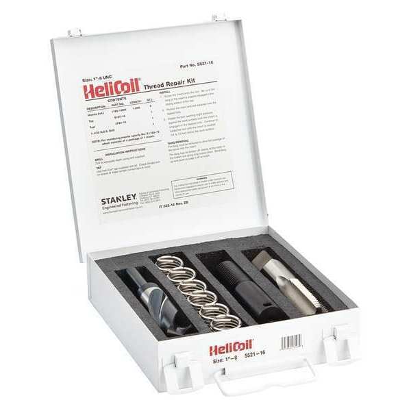 Free-Running Helical Insert Repair Kit, Helical Inserts, 1"-8, Plain 18-8 Stainless Steel, 6 Inserts