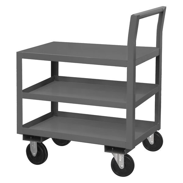 Low-Profile Utility Cart with Lipped & Flush Metal Shelves, Steel, 1,400 lb Load Capacity, 43 in L