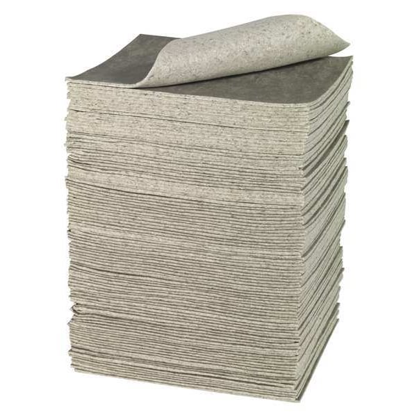 Sorbent Pad, 32 gal, 15 in x 19 in, Universal, White, Cellulose