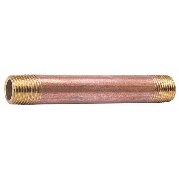1-1/2" MNPT x 12" TBE Red Brass Pipe Nipple Sch 40