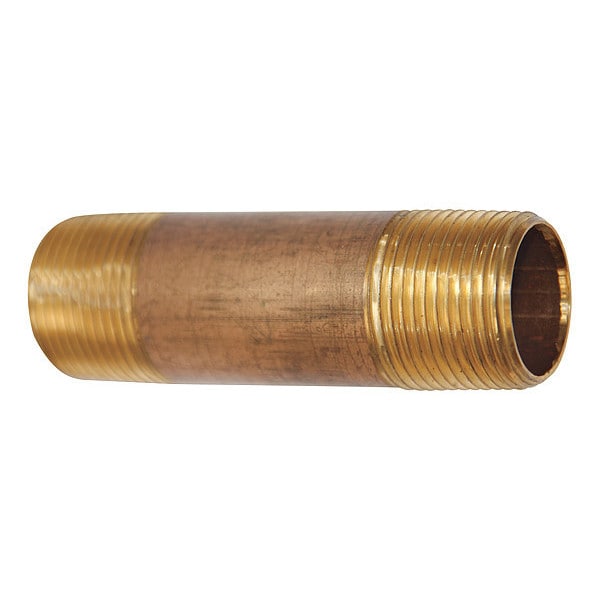 1-1/2" MNPT x 11" TBE Red Brass Pipe Nipple Sch 40