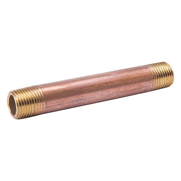 1-1/4" MNPT x 1-5/8" TBE Red Brass Pipe Nipple Sch 80
